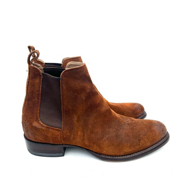 Tecovas The Chance Men’s Chelsea Boots Rust Suede Tan 10 EE Extra Wide - Picture 6 of 13